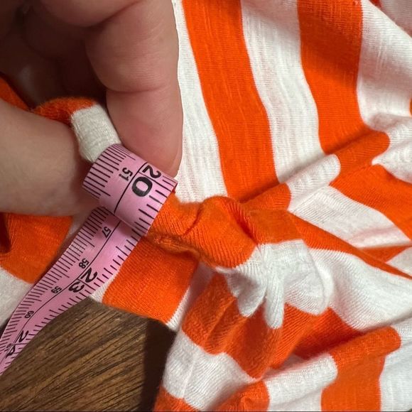 Lauren Ralph Lauren Orange White Stripe Long Sleeve Top Drawstring Waist Sz L - Picture 7 of 9